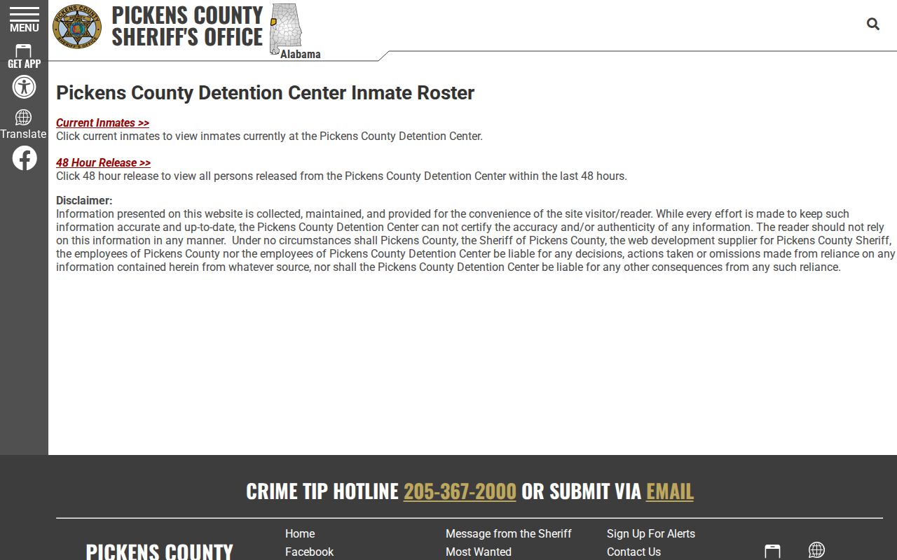 Pickens County outstanding warrants booking interface distinction